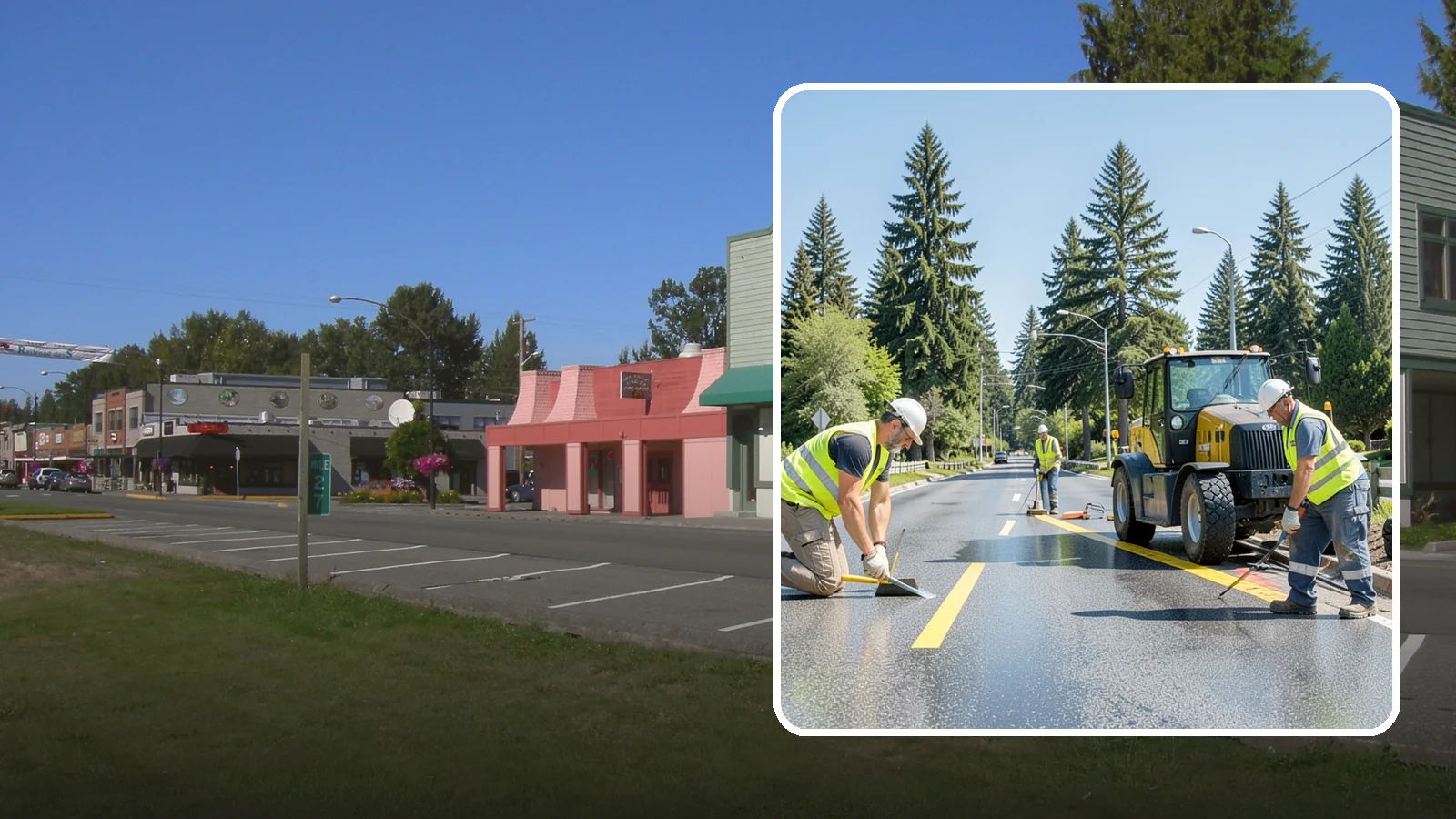 Reflective Marker Installation in Snoqualmie, King County, WA - Raised and reflective pavement markers boost lane delineation in low-light and wet conditions.