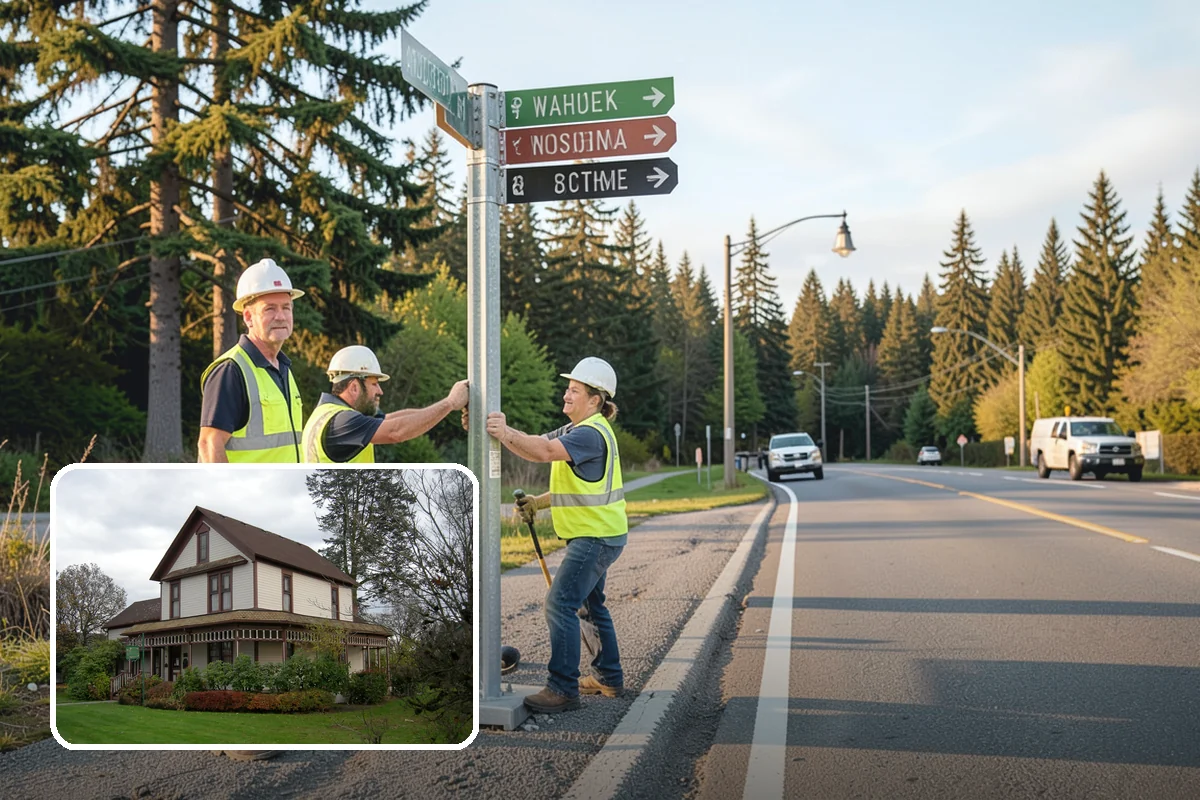 Reflective Marker Installation in Sumner, Pierce County, WA - Improved wet-night lane delineation
