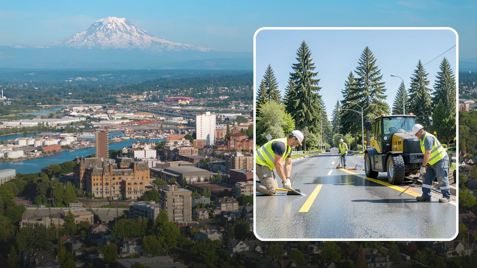 Reflective Marker Installation in Tacoma, Pierce County, WA - Raised and reflective pavement markers boost lane delineation in low-light and wet conditions.