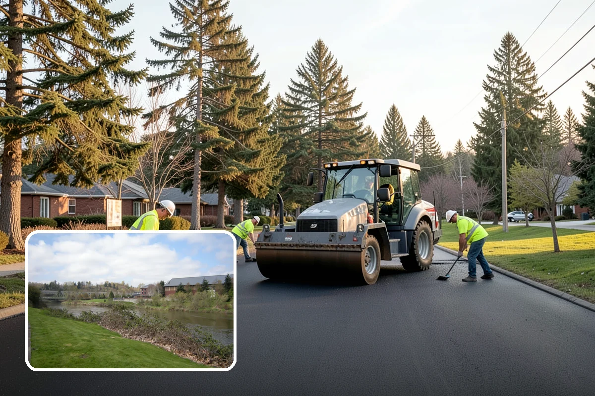 Reflective Marker Installation in Tukwila, King County, WA - Improved wet-night lane delineation