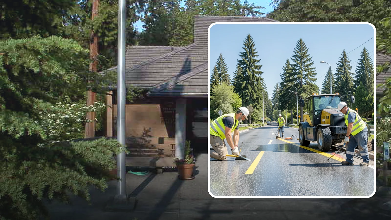 Reflective Marker Installation in Yarrow Point, King County, WA - Raised and reflective pavement markers boost lane delineation in low-light and wet conditions.