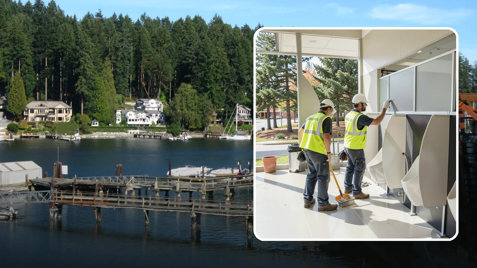 Restroom Partition Installation in Gig Harbor, Pierce County, WA - Toilet partition and restroom accessory installation for public restrooms and facility upgrades.