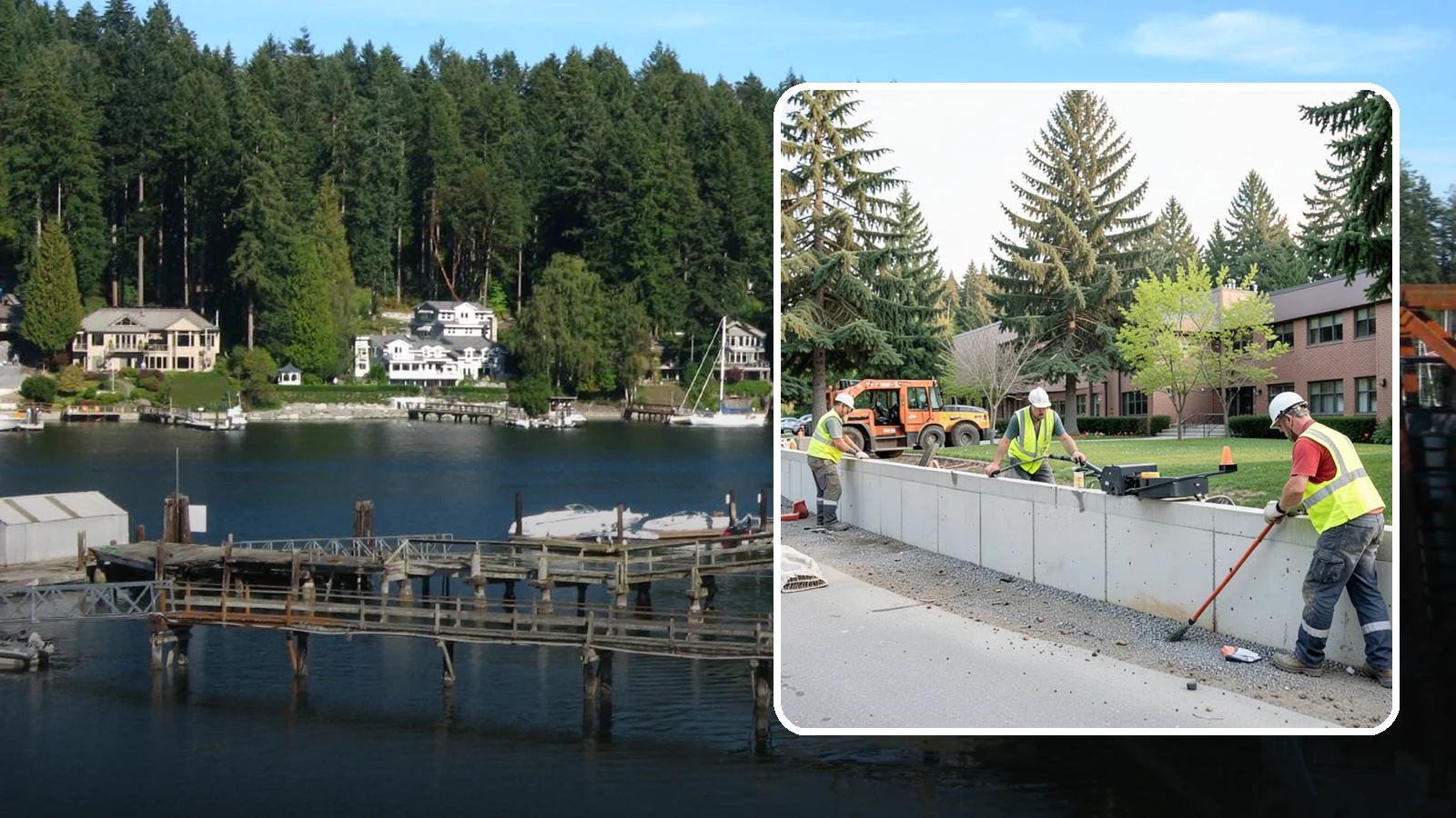 Retaining Wall Repairs in Gig Harbor, Pierce County, WA - We repair failing segmental, timber, and concrete retaining walls to restore stability and drainage.