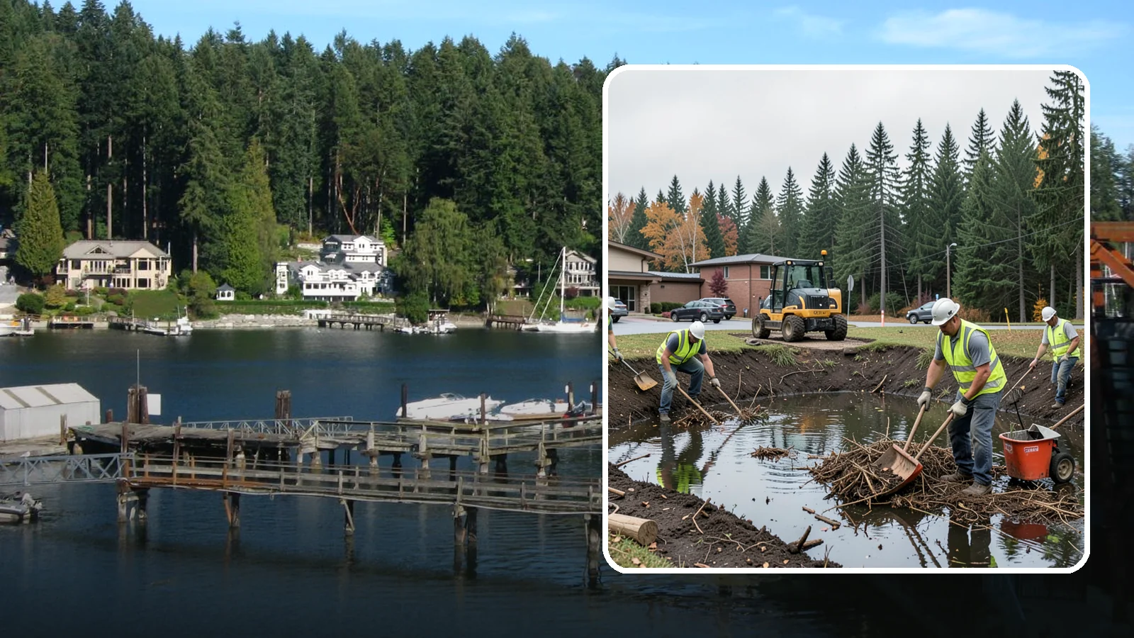 Retention Pond Maintenance in Gig Harbor, Pierce County, WA - Retention and detention pond maintenance that preserves storage capacity, function, and regulatory compliance.