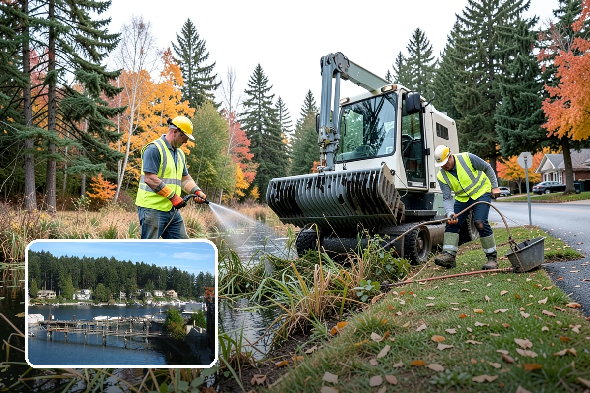 Retention Pond Maintenance in Gig Harbor, Pierce County, WA - Preserves designed storage and flood-control capacity
