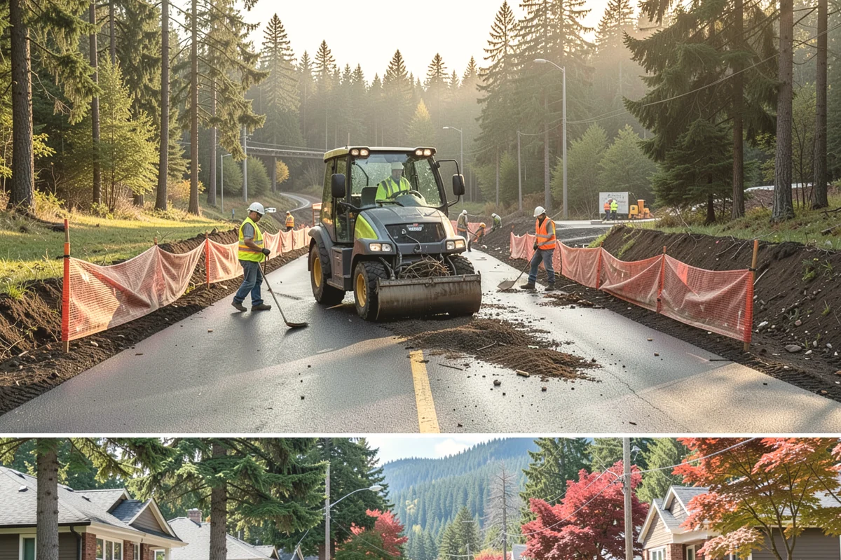 Retention Pond Maintenance in Hunts Point, King County, WA - Pond maintenance, especially sediment removal and outlet servicing, is scheduled in late summer so full storage capacity is...
