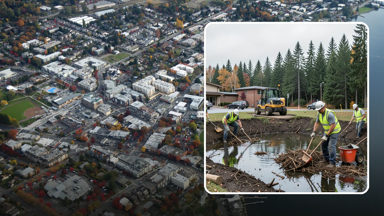 Retention Pond Maintenance in Kirkland, King County, WA - Retention and detention pond maintenance that preserves storage capacity, function, and regulatory compliance.