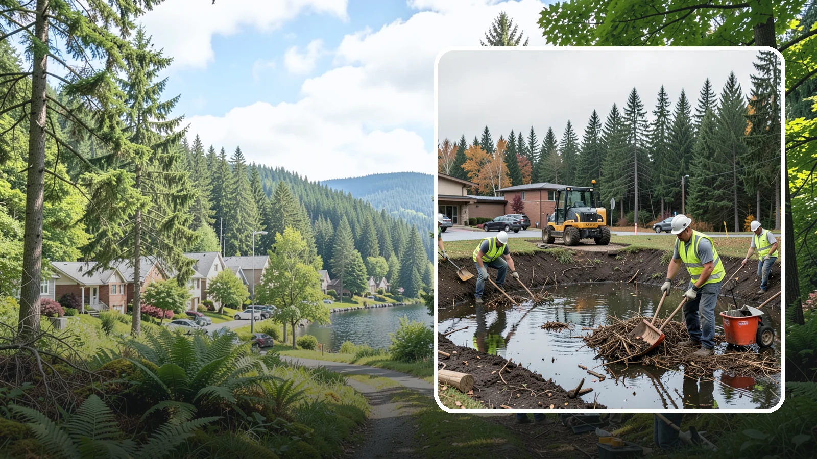 Retention Pond Maintenance in Lake Forest Park, King County, WA - Retention and detention pond maintenance that preserves storage capacity, function, and regulatory compliance.