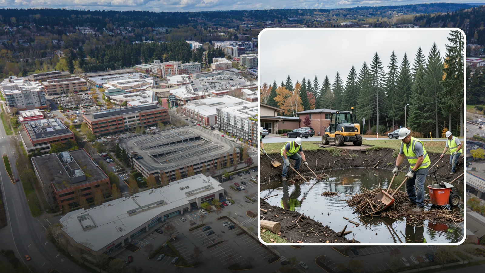 Retention Pond Maintenance in Redmond, King County, WA - Retention and detention pond maintenance that preserves storage capacity, function, and regulatory compliance.