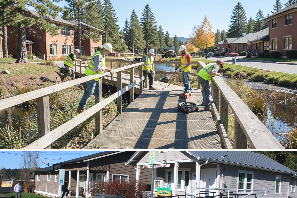 Retention Pond Maintenance in South Prairie, Pierce County, WA - Pond maintenance, especially sediment removal and outlet servicing, is scheduled in late summer so full storage capacity is...