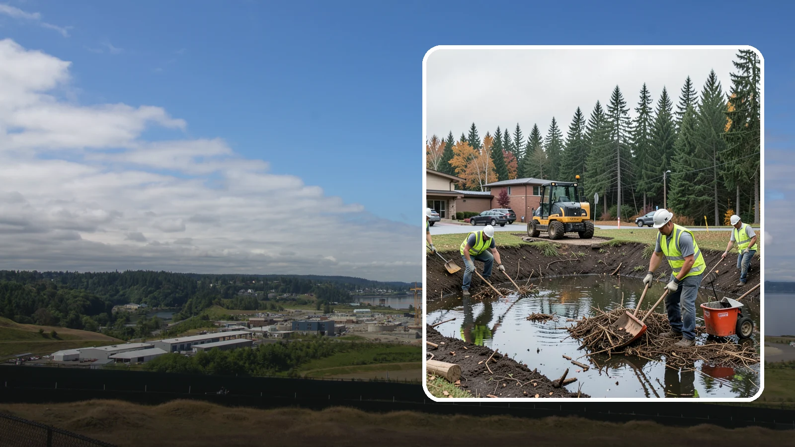 Retention Pond Maintenance in University Place, Pierce County, WA - Retention and detention pond maintenance that preserves storage capacity, function, and regulatory compliance.
