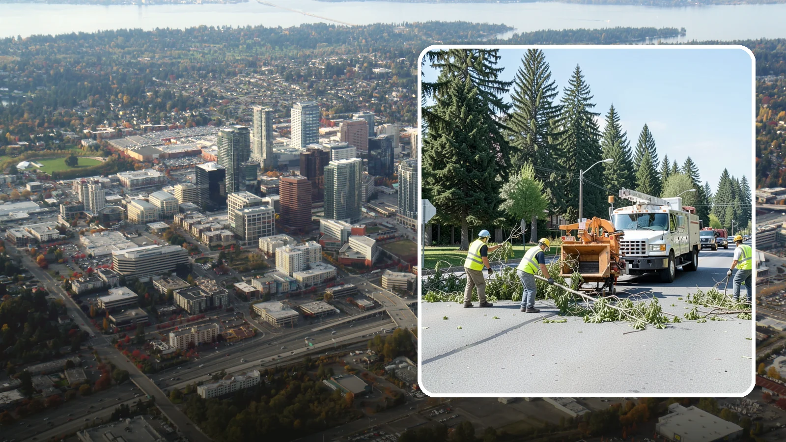 Right-of-Way Tree Clearing in Bellevue, King County, WA - We clear trees and encroaching limbs from roadway and utility rights-of-way to restore clearances and sight lines for public...