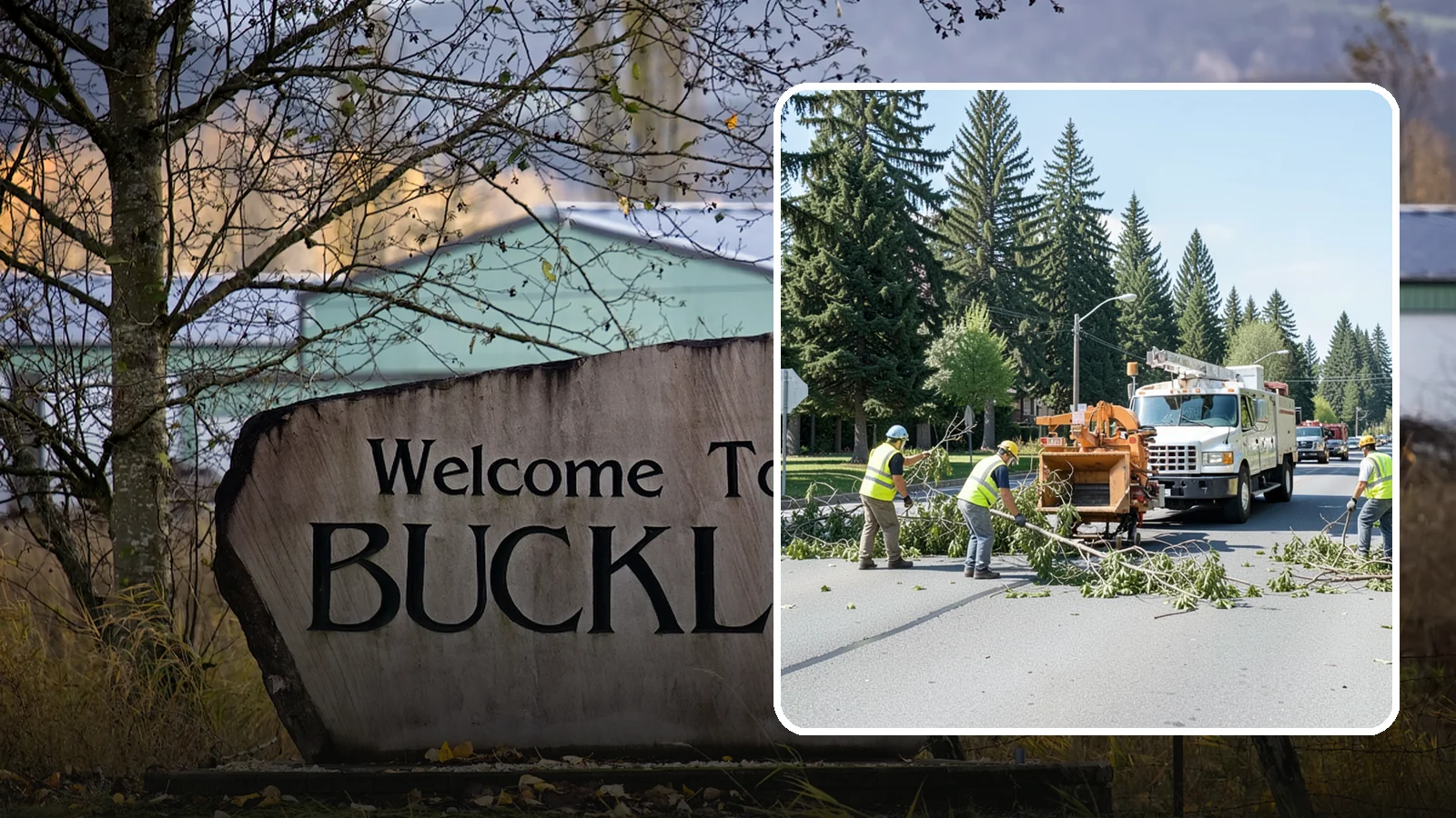Right-of-Way Tree Clearing in Buckley, Pierce County, WA - We clear trees and encroaching limbs from roadway and utility rights-of-way to restore clearances and sight lines for public...