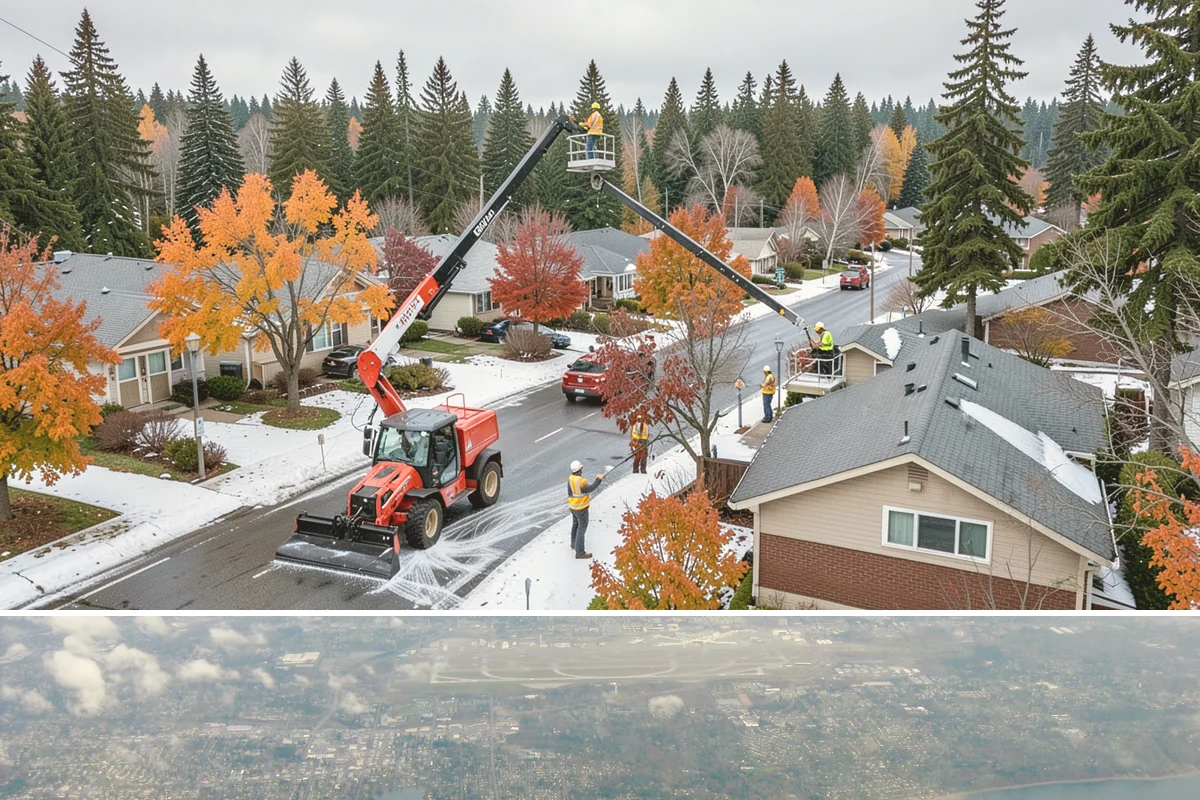 Right-of-Way Tree Clearing in Burien, King County, WA - Right-of-way clearing is performed year-round, with dormant-season work reducing traffic impact and improving cut visibility.