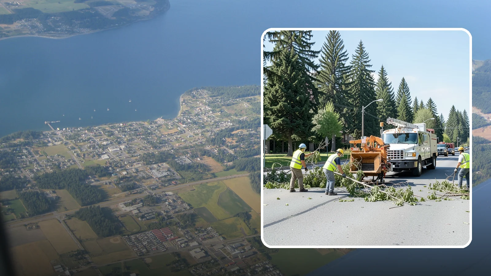 Right-of-Way Tree Clearing in Coupeville, Island County, WA - We clear trees and encroaching limbs from roadway and utility rights-of-way to restore clearances and sight lines for public...