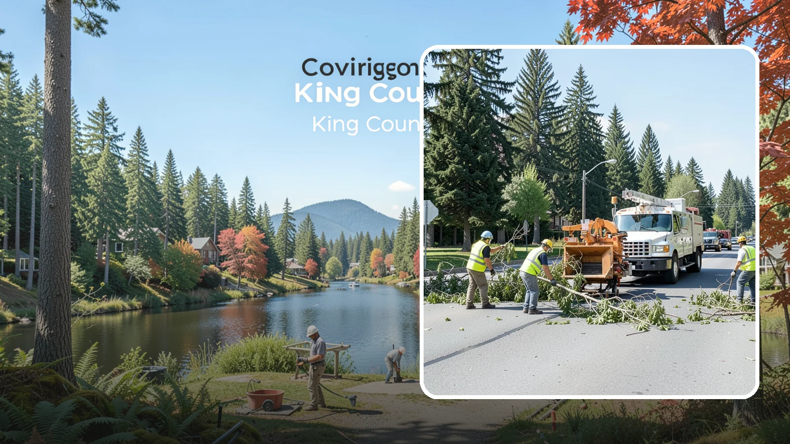 Right-of-Way Tree Clearing in Covington, King County, WA - We clear trees and encroaching limbs from roadway and utility rights-of-way to restore clearances and sight lines for public...