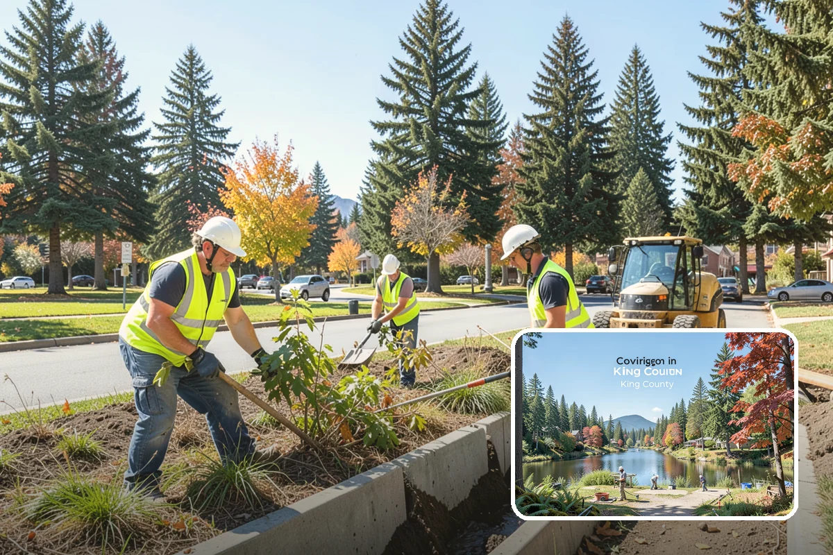 Right-of-Way Tree Clearing in Covington, King County, WA - Restored clearances improve safety for vehicles, cyclists, and pedestrians