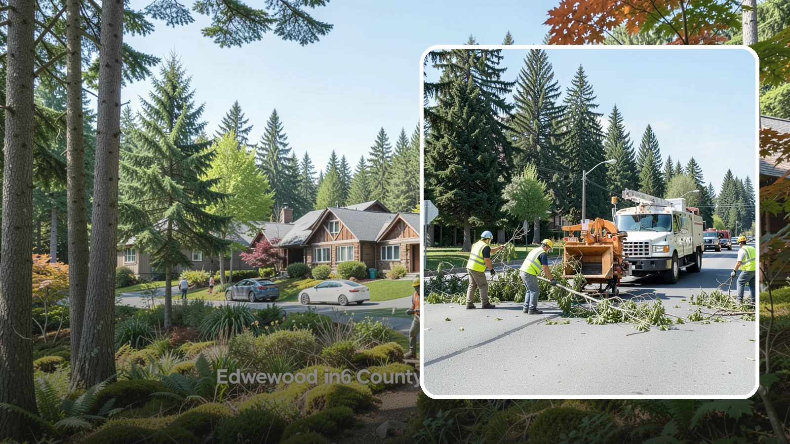Right-of-Way Tree Clearing in Edgewood, Pierce County, WA - We clear trees and encroaching limbs from roadway and utility rights-of-way to restore clearances and sight lines for public...