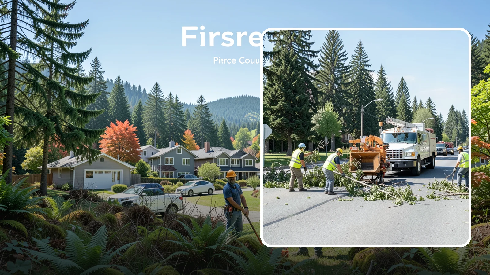 Right-of-Way Tree Clearing in Fircrest, Pierce County, WA - We clear trees and encroaching limbs from roadway and utility rights-of-way to restore clearances and sight lines for public...
