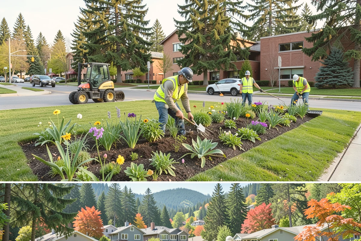 Right-of-Way Tree Clearing in Fircrest, Pierce County, WA - Right-of-way clearing is performed year-round, with dormant-season work reducing traffic impact and improving cut visibility.