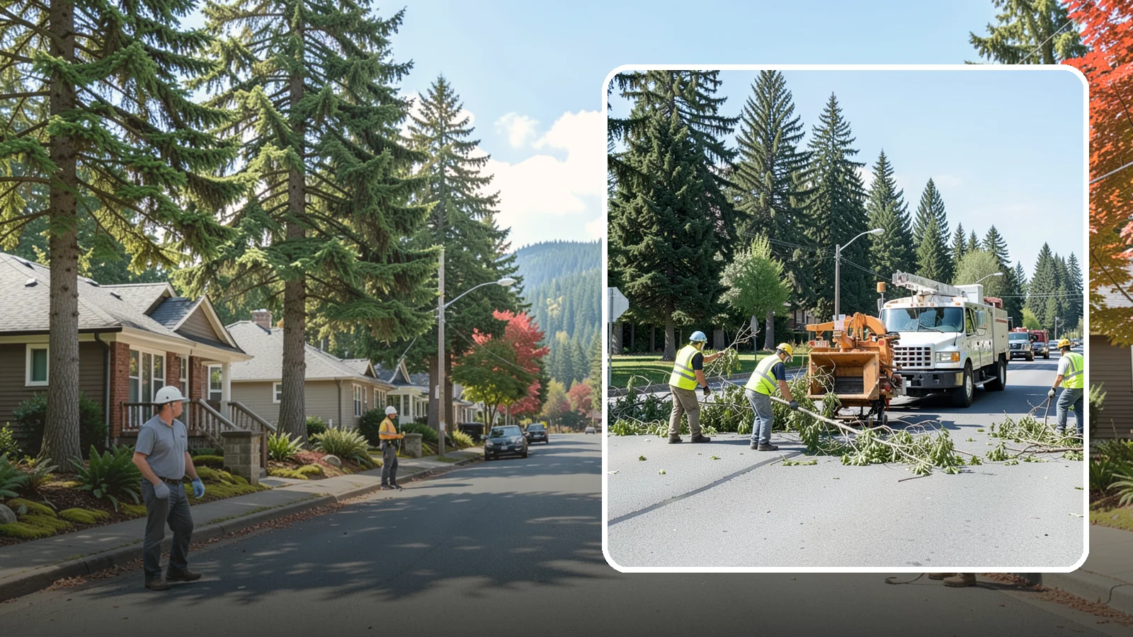 Right-of-Way Tree Clearing in Hunts Point, King County, WA - We clear trees and encroaching limbs from roadway and utility rights-of-way to restore clearances and sight lines for public...