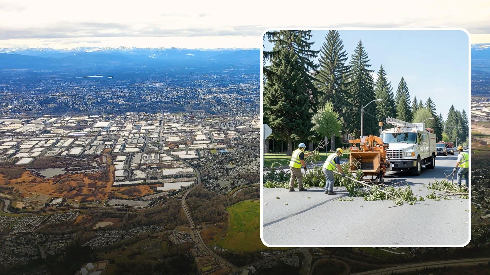 Right-of-Way Tree Clearing in Kent, King County, WA - We clear trees and encroaching limbs from roadway and utility rights-of-way to restore clearances and sight lines for public...