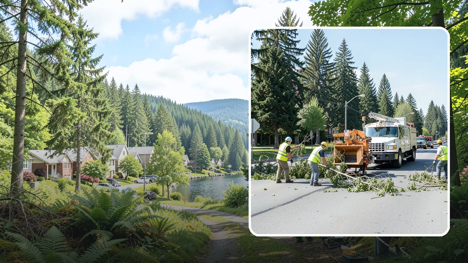 Right-of-Way Tree Clearing in Lake Forest Park, King County, WA - We clear trees and encroaching limbs from roadway and utility rights-of-way to restore clearances and sight lines for public...