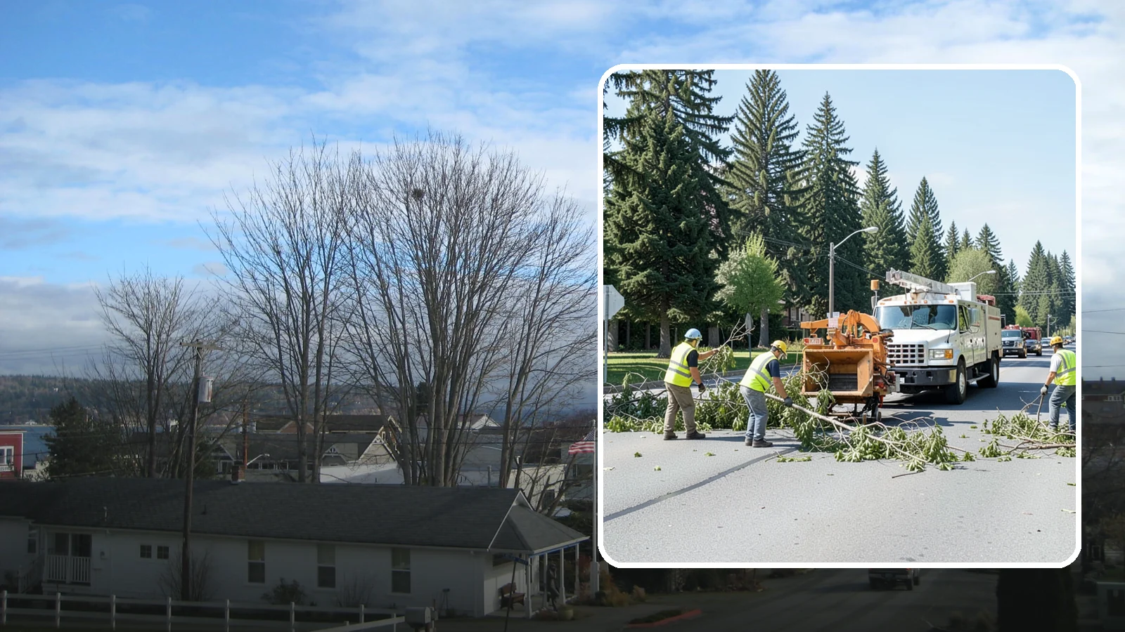 Right-of-Way Tree Clearing in Langley, Island County, WA - We clear trees and encroaching limbs from roadway and utility rights-of-way to restore clearances and sight lines for public...