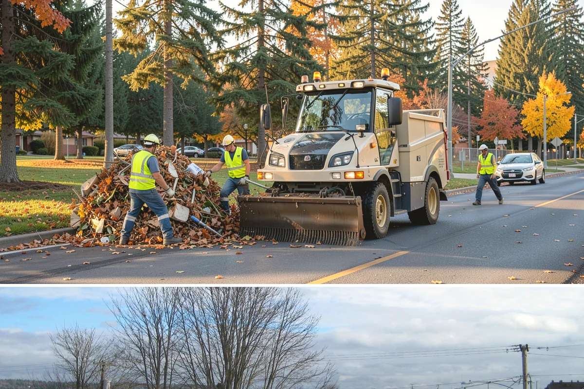 Right-of-Way Tree Clearing in Langley, Island County, WA - Right-of-way clearing is performed year-round, with dormant-season work reducing traffic impact and improving cut visibility.
