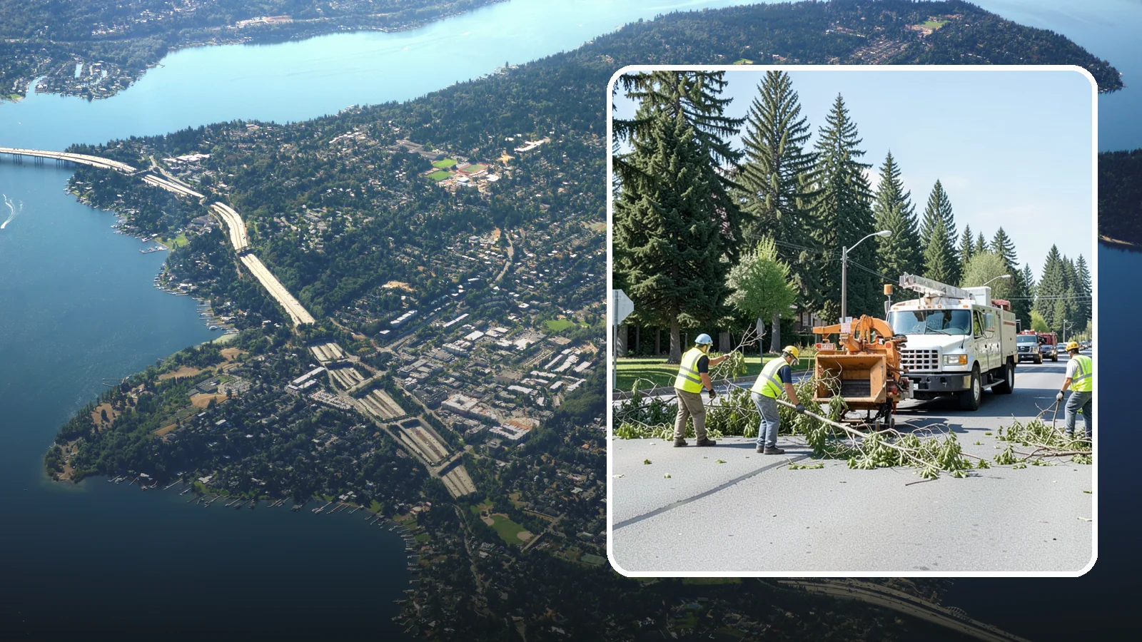 Right-of-Way Tree Clearing in Mercer Island, King County, WA - We clear trees and encroaching limbs from roadway and utility rights-of-way to restore clearances and sight lines for public...