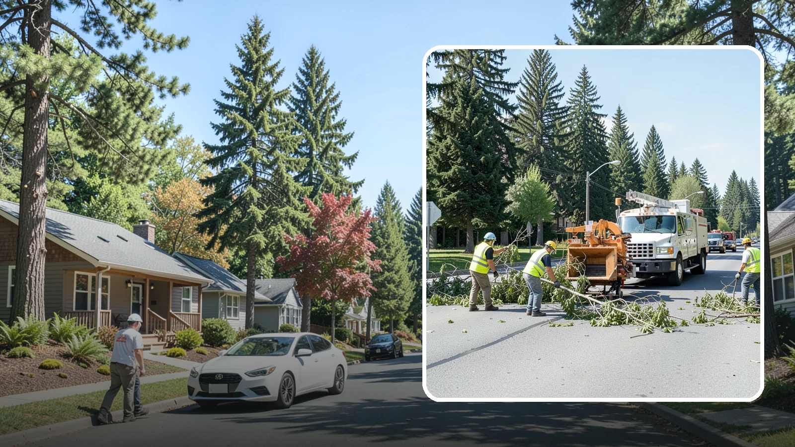 Right-of-Way Tree Clearing in Orting, Pierce County, WA - We clear trees and encroaching limbs from roadway and utility rights-of-way to restore clearances and sight lines for public...