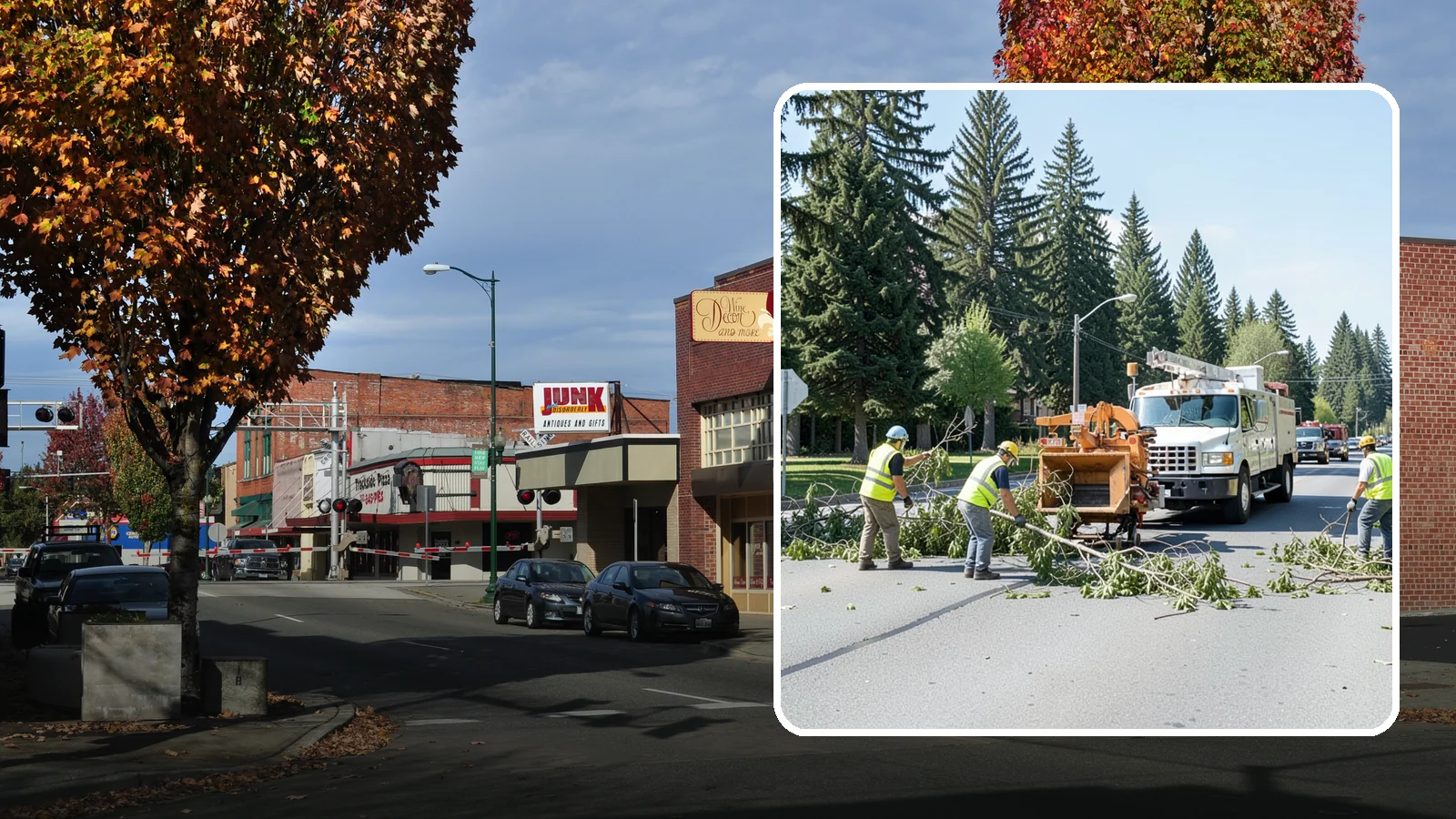 Right-of-Way Tree Clearing in Puyallup, Pierce County, WA - We clear trees and encroaching limbs from roadway and utility rights-of-way to restore clearances and sight lines for public...
