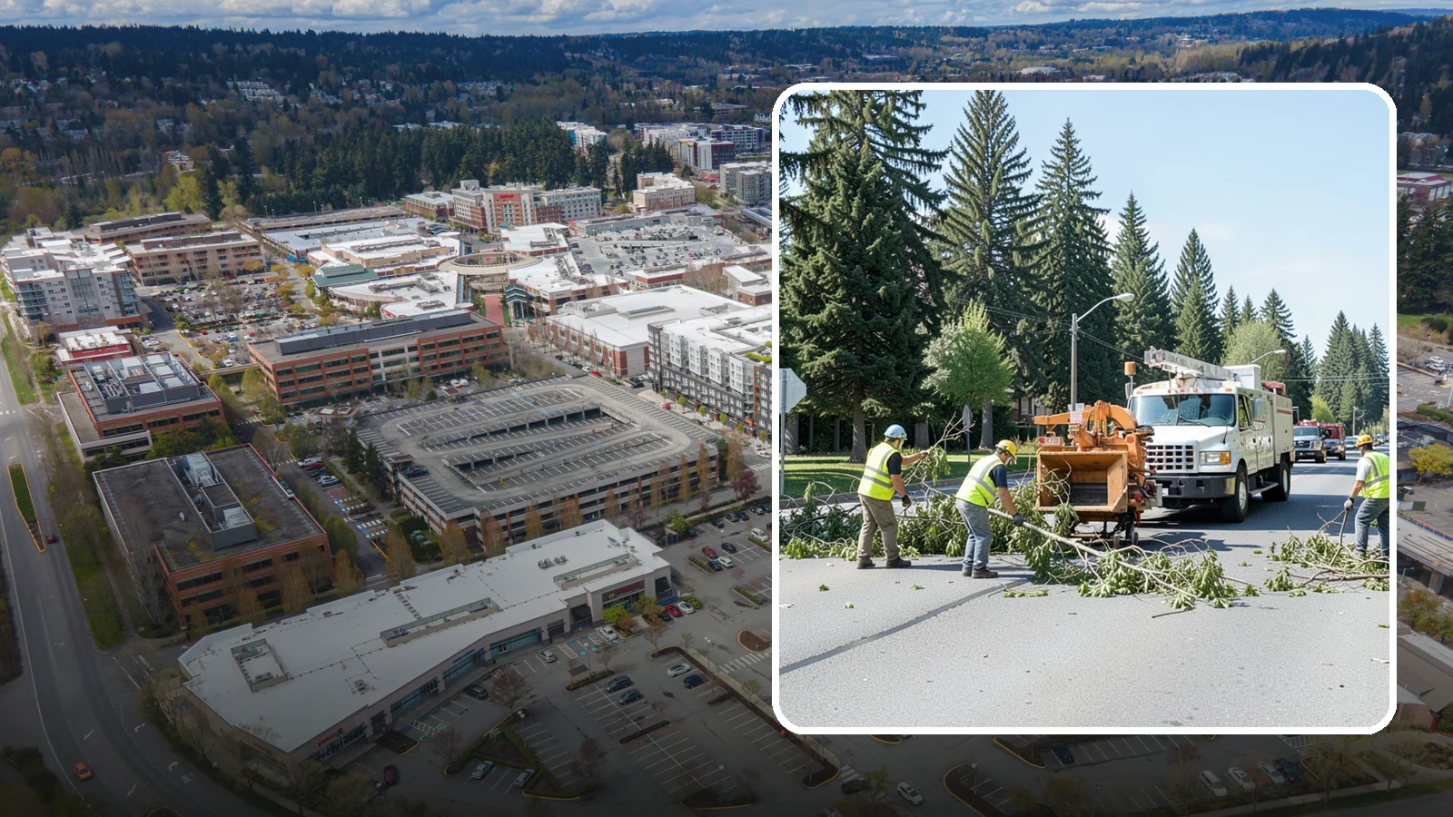 Right-of-Way Tree Clearing in Redmond, King County, WA - We clear trees and encroaching limbs from roadway and utility rights-of-way to restore clearances and sight lines for public...