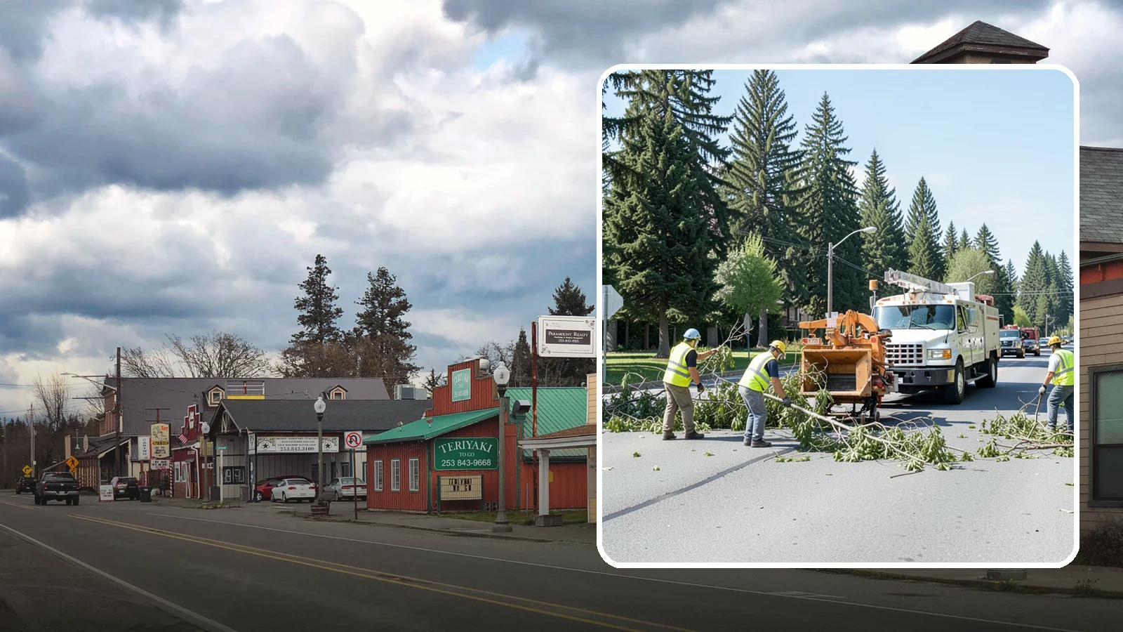 Right-of-Way Tree Clearing in Roy, Pierce County, WA - We clear trees and encroaching limbs from roadway and utility rights-of-way to restore clearances and sight lines for public...
