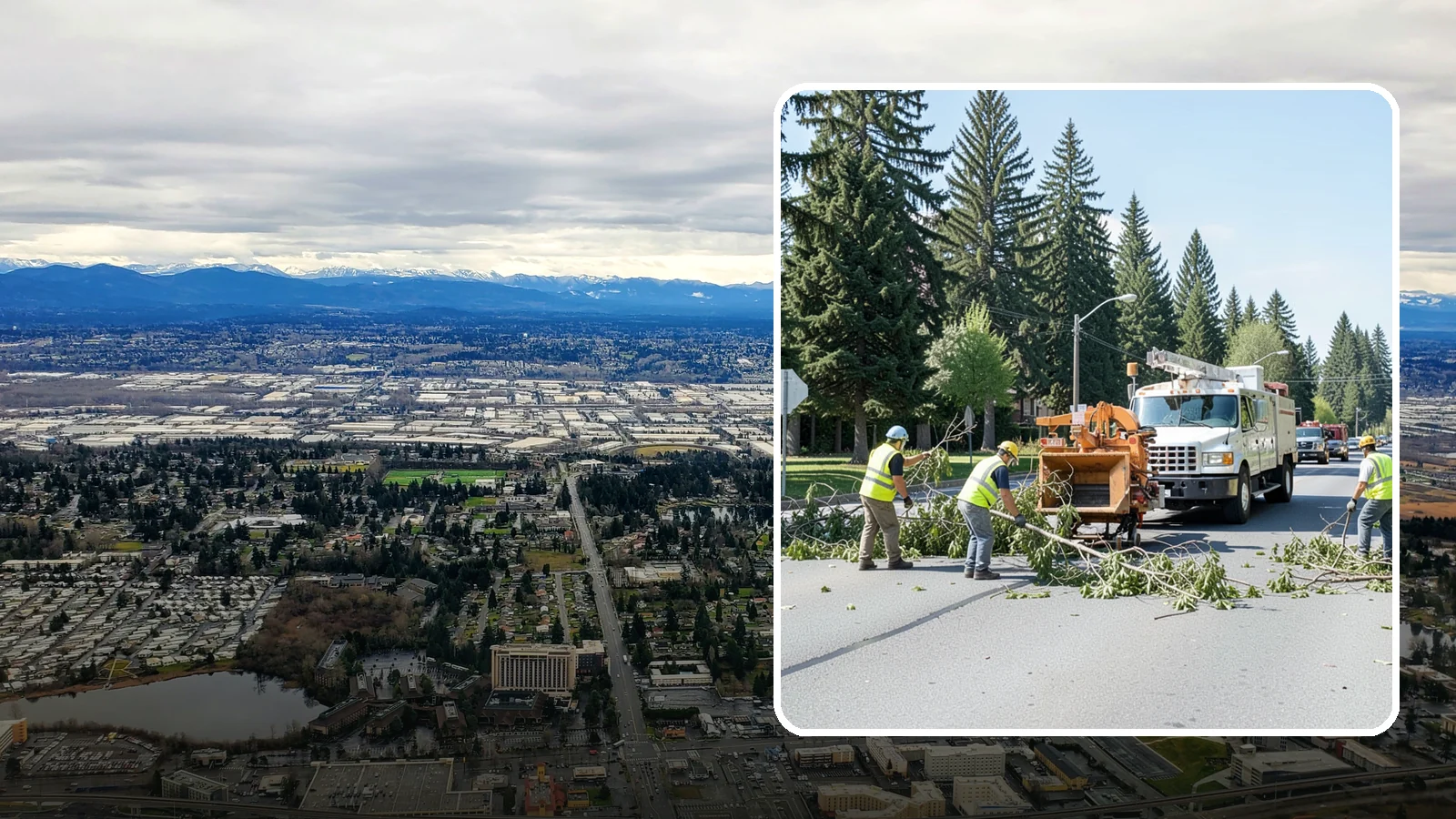 Right-of-Way Tree Clearing in SeaTac, King County, WA - We clear trees and encroaching limbs from roadway and utility rights-of-way to restore clearances and sight lines for public...