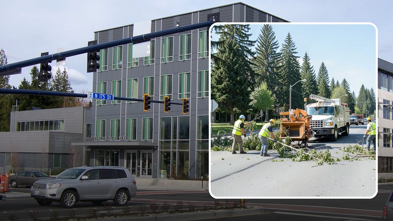 Right-of-Way Tree Clearing in Shoreline, King County, WA - We clear trees and encroaching limbs from roadway and utility rights-of-way to restore clearances and sight lines for public...