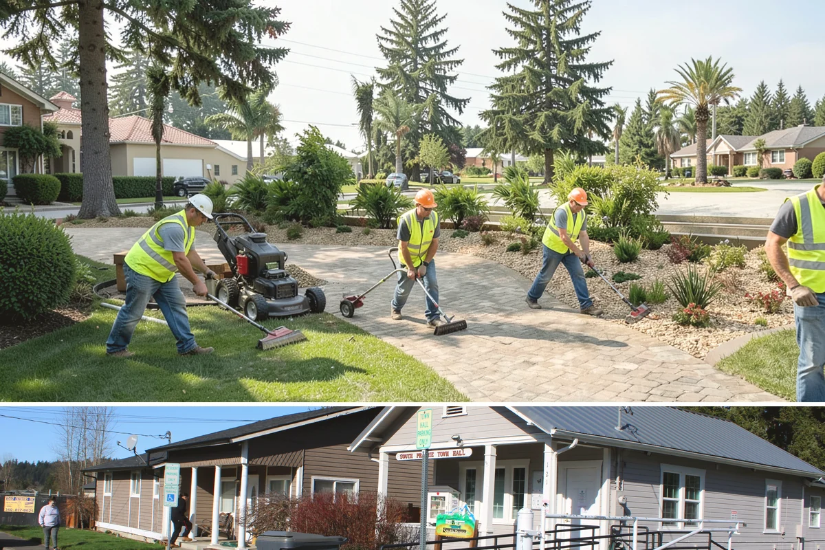 Right-of-Way Tree Clearing in South Prairie, Pierce County, WA - Right-of-way clearing is performed year-round, with dormant-season work reducing traffic impact and improving cut visibility.