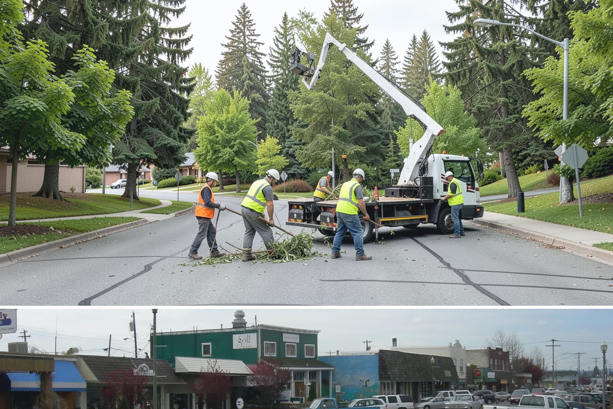 Right-of-Way Tree Clearing in Stanwood, Snohomish County, WA - Right-of-way clearing is performed year-round, with dormant-season work reducing traffic impact and improving cut visibility.