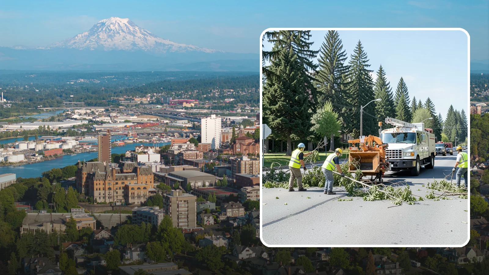 Right-of-Way Tree Clearing in Tacoma, Pierce County, WA - We clear trees and encroaching limbs from roadway and utility rights-of-way to restore clearances and sight lines for public...