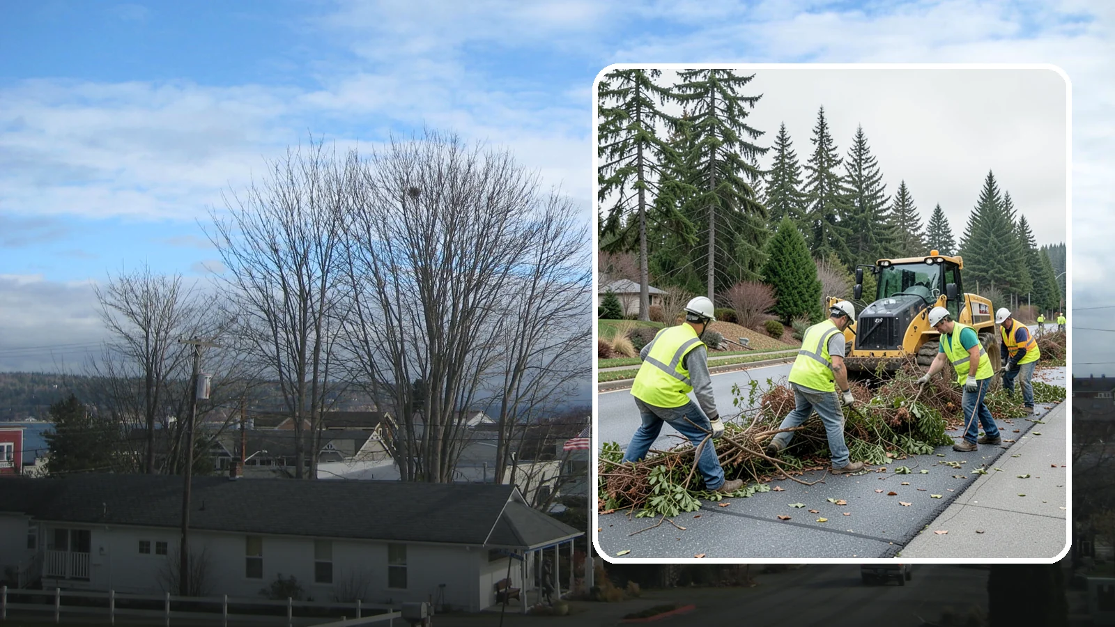 Right-of-Way Vegetation Removal in Langley, Island County, WA - Comprehensive vegetation removal that restores full right-of-way function where growth has overtaken the public easement.