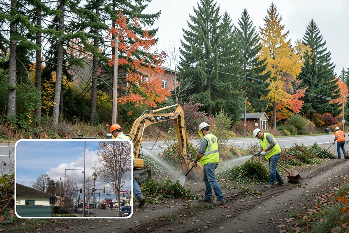 Right-of-Way Vegetation Removal in Marysville, Snohomish County, WA - Recovers encroached easement width for capital and enforcement needs