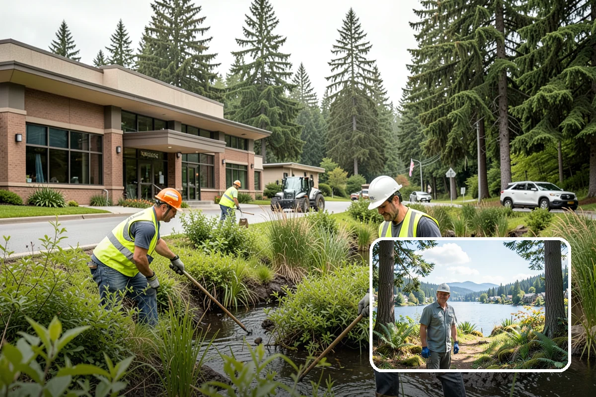 Right-of-Way Vegetation Removal in Milton, King County, WA - Recovers encroached easement width for capital and enforcement needs