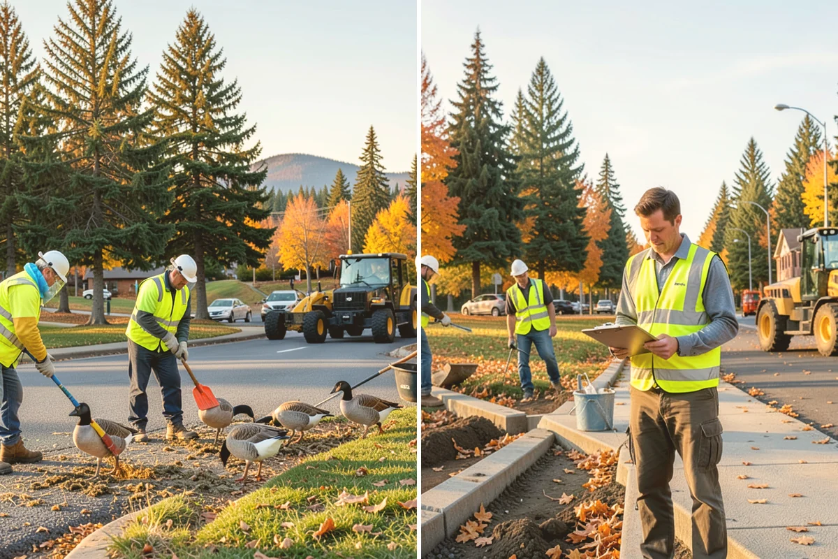 Right-of-Way Vegetation Removal in Orting, Pierce County, WA - Confirm right-of-way limits with agency survey data and mark boundaries