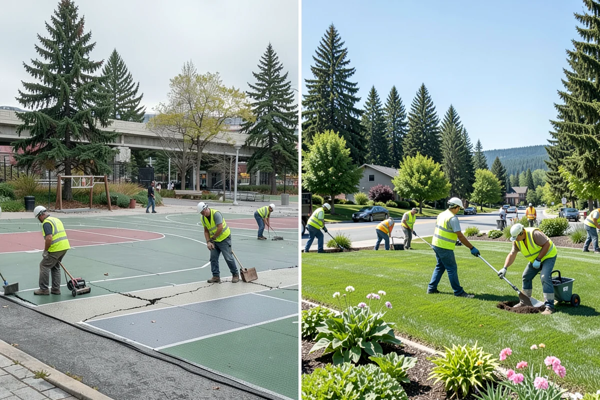 Right-of-Way Vegetation Removal in Shoreline, King County, WA - Confirm right-of-way limits with agency survey data and mark boundaries