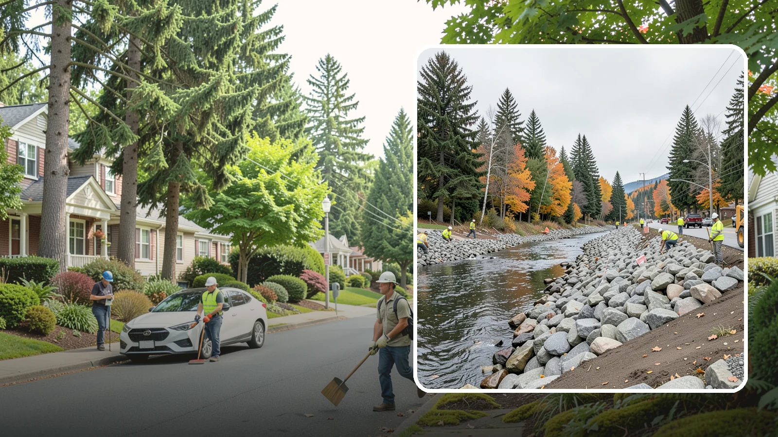 Riprap Installation in Beaux Arts Village, King County, WA - Riprap installation that armors banks, outfalls, and slopes against erosion and scour from high flows.