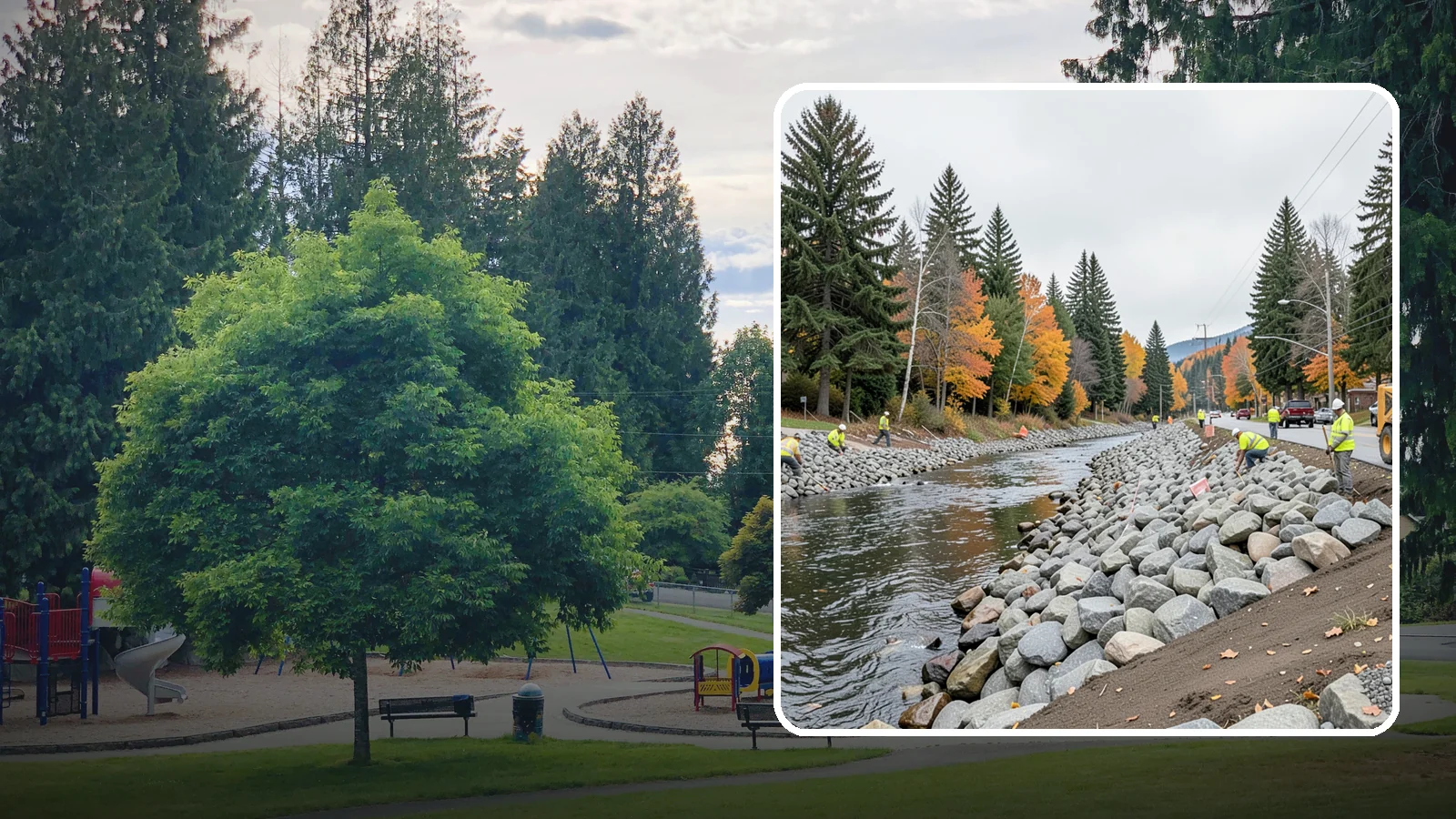 Riprap Installation in Bonney Lake, Pierce County, WA - Riprap installation that armors banks, outfalls, and slopes against erosion and scour from high flows.