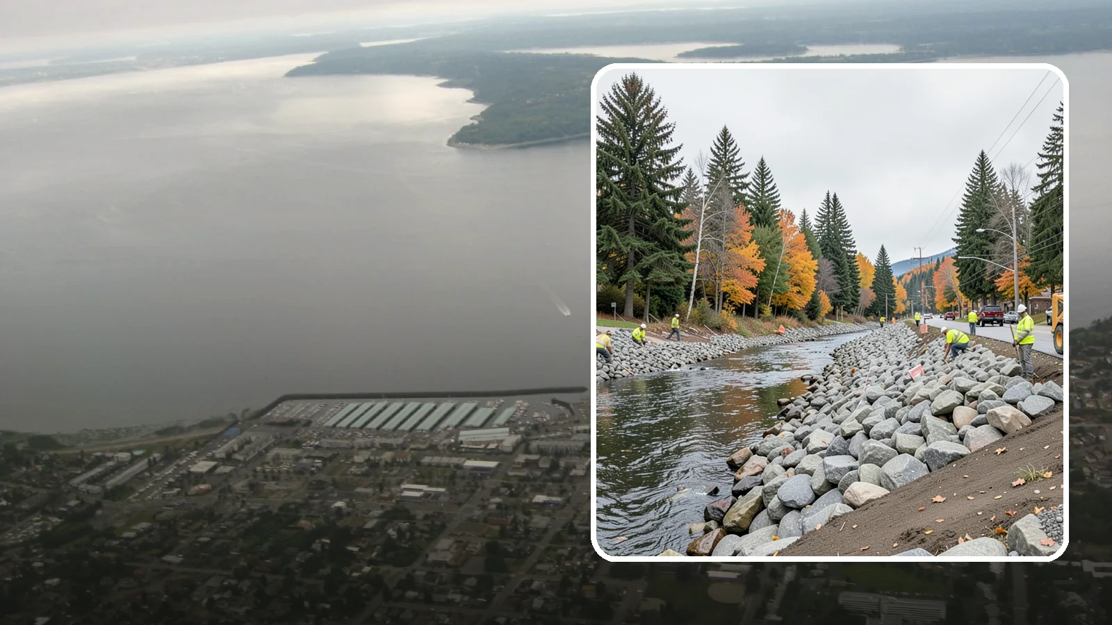 Riprap Installation in Des Moines, King County, WA - Riprap installation that armors banks, outfalls, and slopes against erosion and scour from high flows.