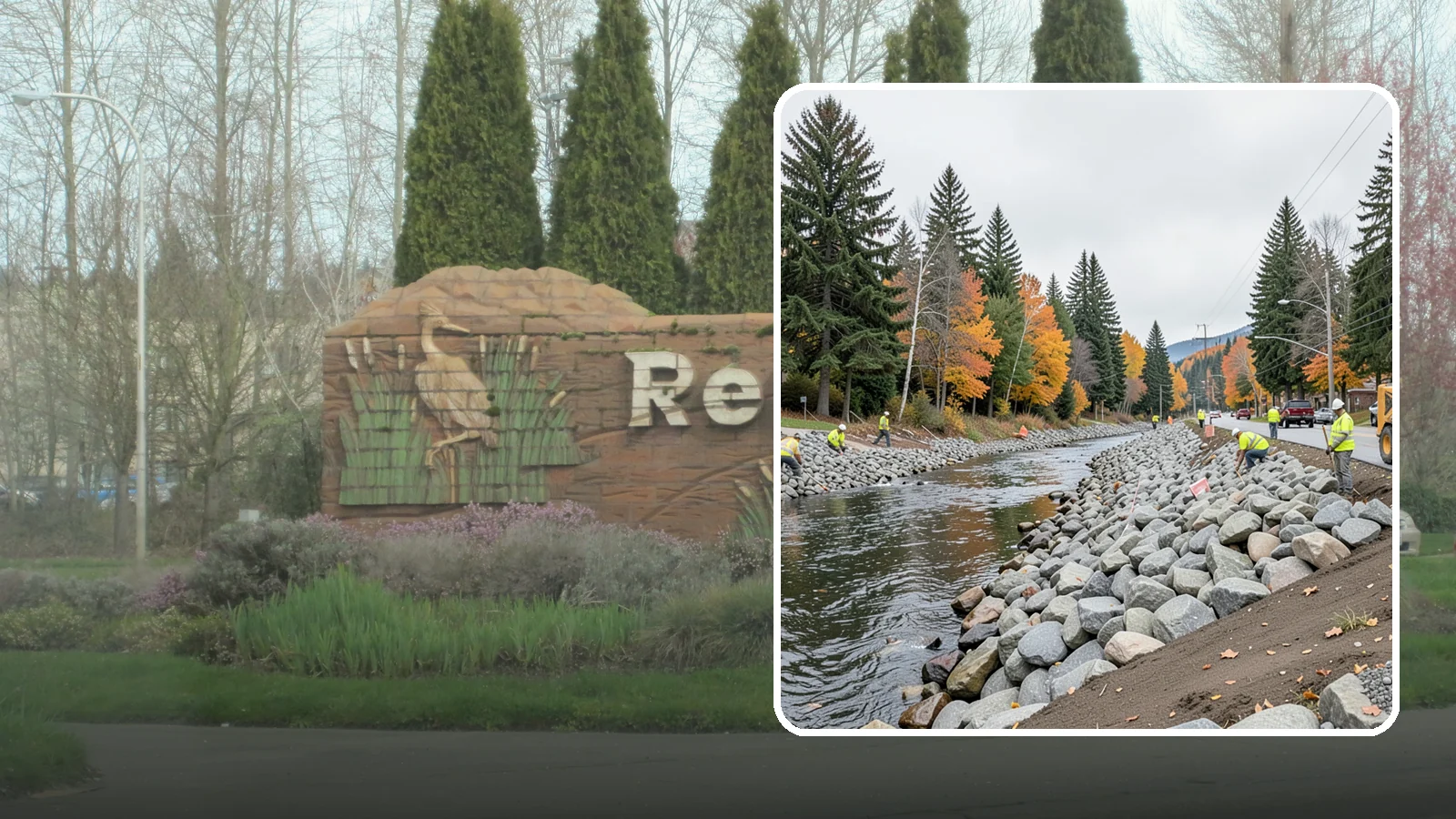Riprap Installation in Renton, King County, WA - Riprap installation that armors banks, outfalls, and slopes against erosion and scour from high flows.