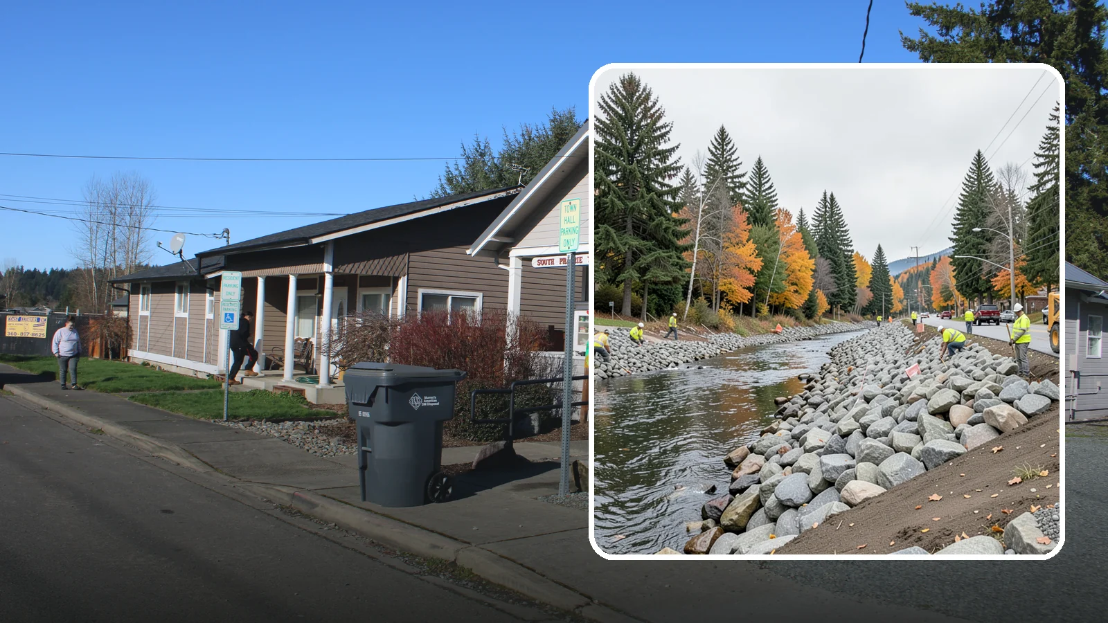 Riprap Installation in South Prairie, Pierce County, WA - Riprap installation that armors banks, outfalls, and slopes against erosion and scour from high flows.