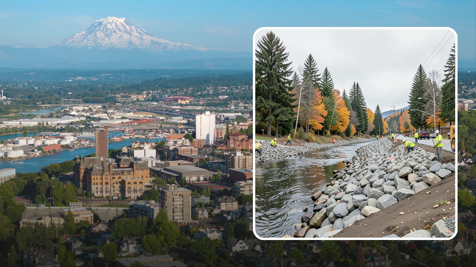 Riprap Installation in Tacoma, Pierce County, WA - Riprap installation that armors banks, outfalls, and slopes against erosion and scour from high flows.